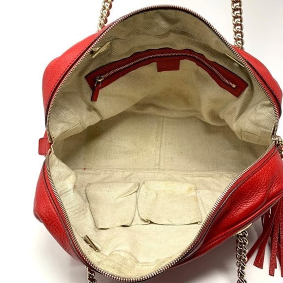 100% Auth Gucci Soho Red Calfskin Shoulder Bag - Picture 9 of 11